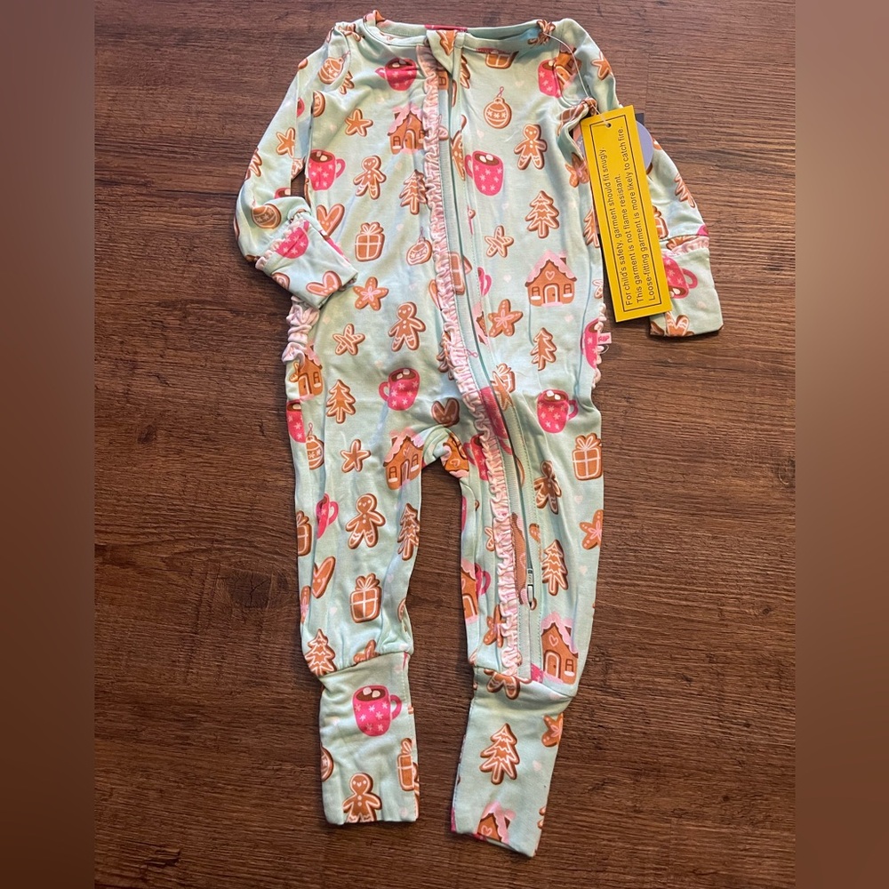 Ruffle Butts Gingerbread and Cocoa Print Footie